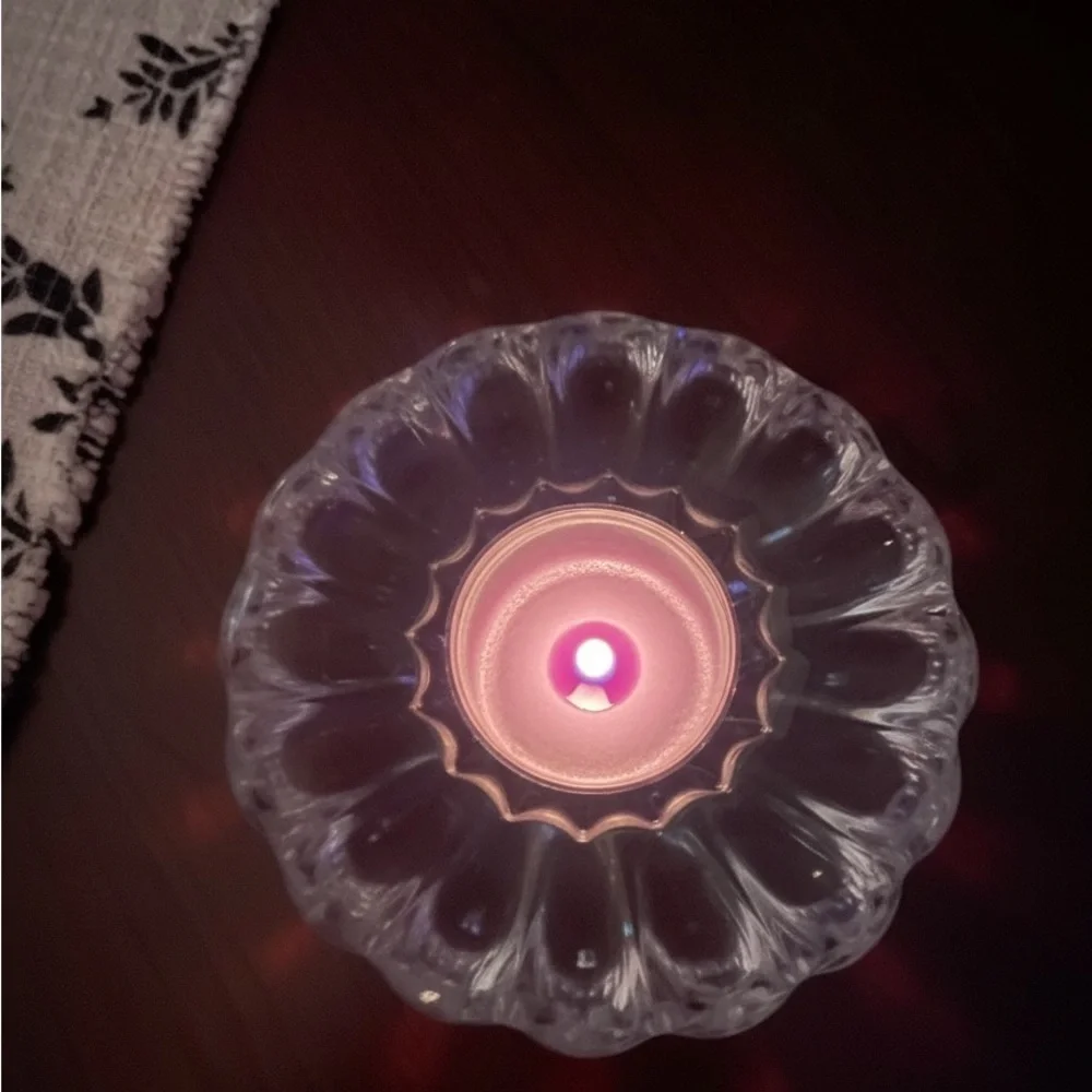 Littala Jaakuku crystal tea light holder, ice flower/snow Flower,Dansk, Finnish